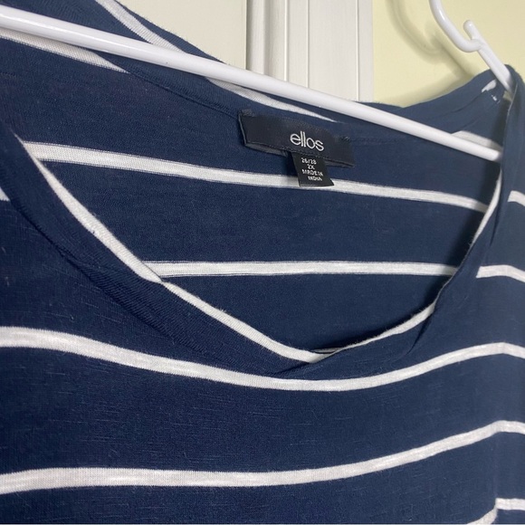 Ellos Midi Dress A Line Womens Plus Size 2X Blue White Stripe Nautical Cotton - Picture 10 of 14